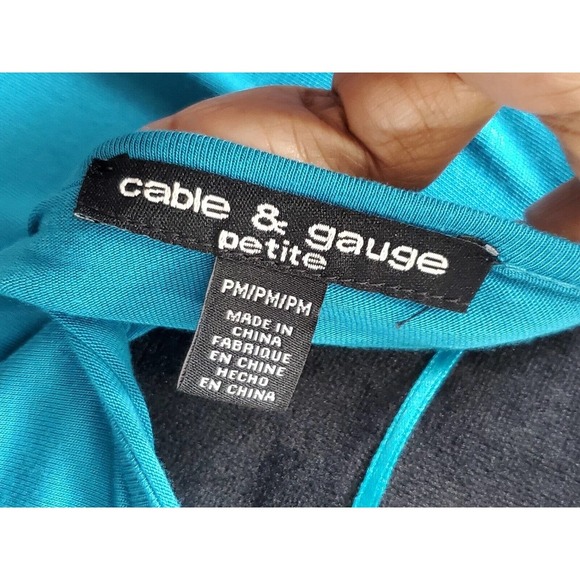 Cable & Gauge Petite Blue Gold Button Side Accent Sleeveless Top Blouse Size PM - Picture 10 of 13